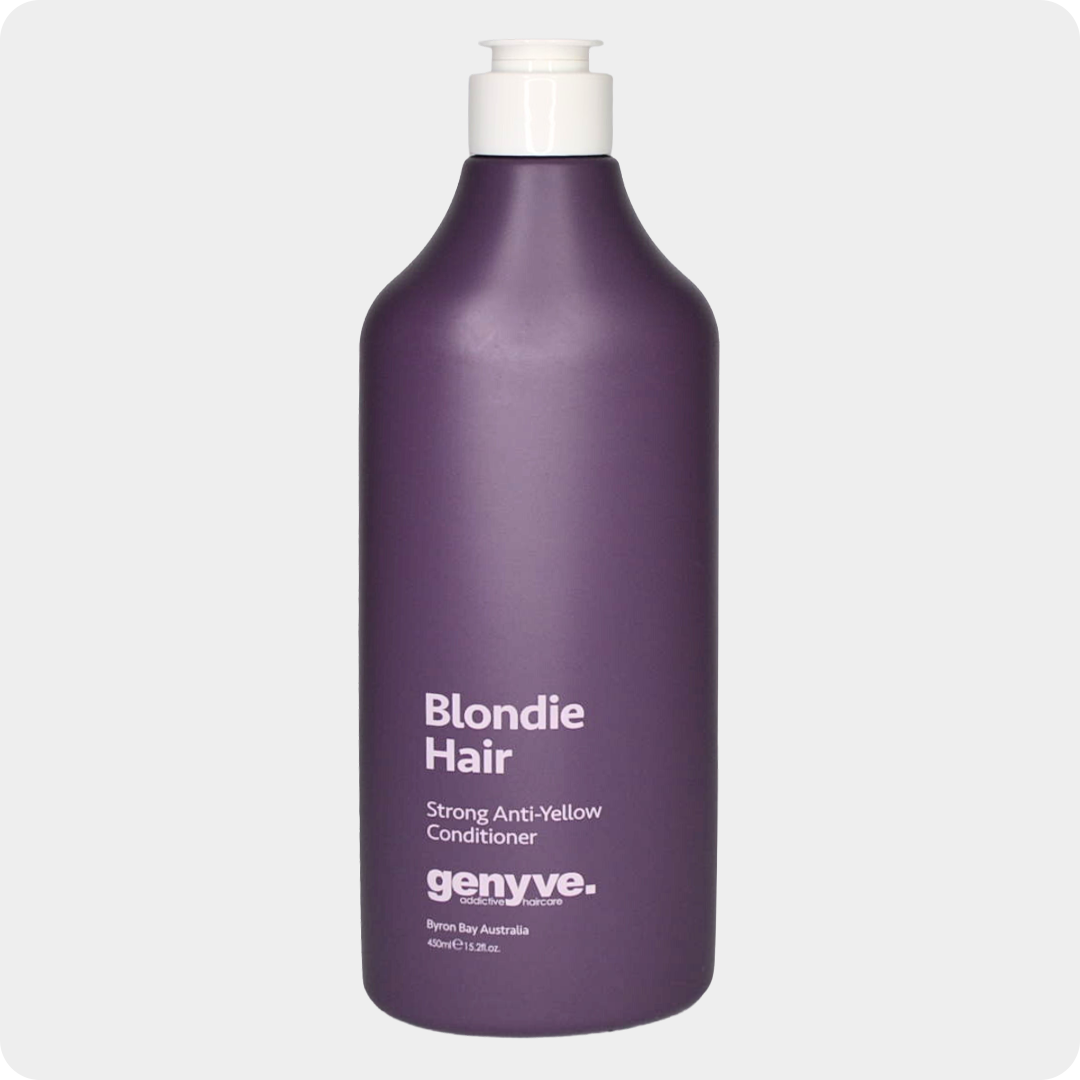 Genyve Blondie Hair Strong Anti-Yellow Conditioner: Neutralise Brass & Boost Shine Genyve Blondie Hair Strong Anti-Yellow Conditioner purple toning conditioner for blonde and grey hair