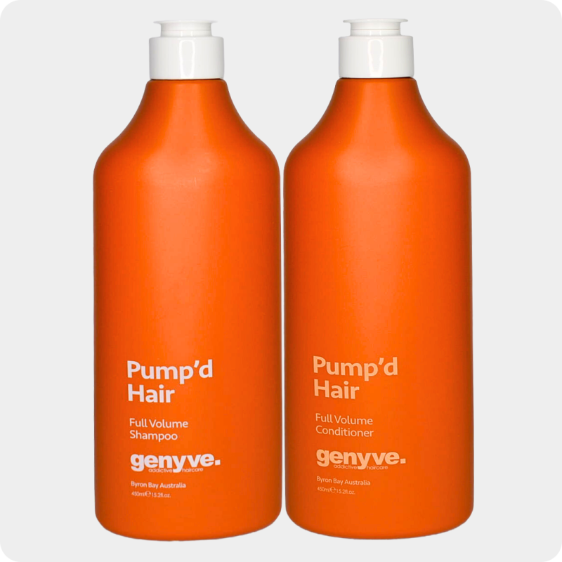 Genyve Pump’d Hair Duo full volume shampoo and conditioner set for fine, flat hair