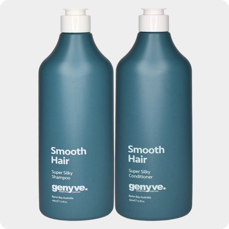 Genyve Smooth Hair Duo super silky shampoo and conditioner set for frizz control and shine