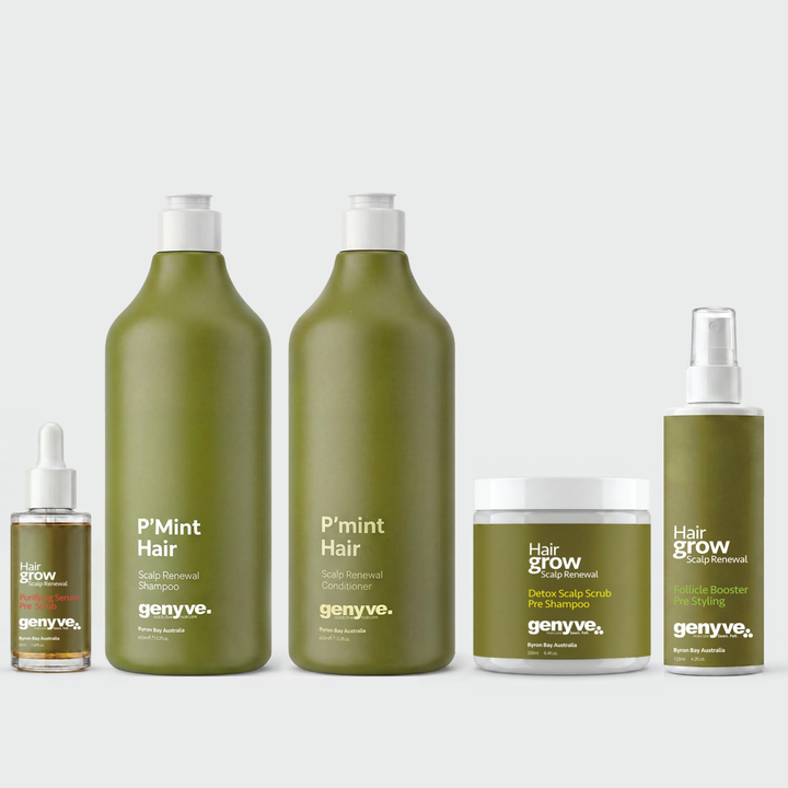 Genyve Hair Grow Scalp Care Bundle five-step scalp care routine for healthier-looking, fuller-looking hair